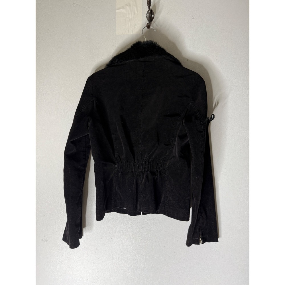 Arden B. Black Corduroy Blazer Ribbon Lace Up Sleeve Zipper Cuff Gothic Jacket S - Picture 2 of 6